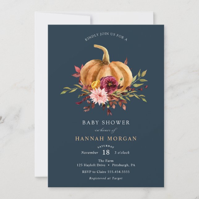 Pumpkin Baby Shower invitation (Front)