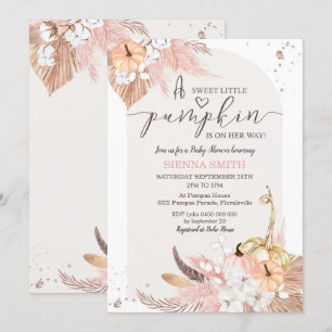 Pumpkin Baby Shower Invitation Boho Girl