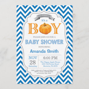 Pumpkin Baby Shower Invitation Fall Autumn Boy