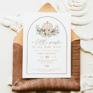 Pumpkin Baby Shower Invitation, Fall Floral Invitation