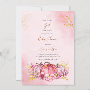Pumpkin Baby Shower Invitation For Girls
