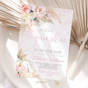 Pumpkin Baby Shower Invitation Girl, Boho Pampas 