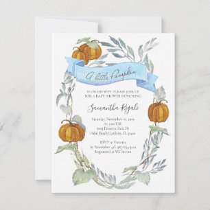 Pumpkin Baby Shower Invitations Fall Autumn