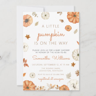 Pumpkin Baby Shower invite, Little Pumpkin Invitation