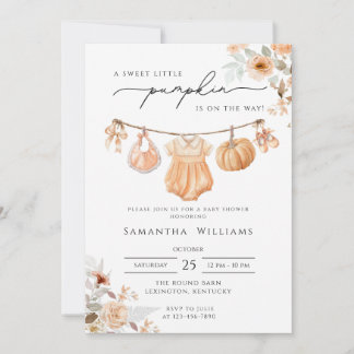 Pumpkin Baby Shower invite, Little Pumpkin Invitation
