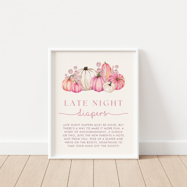 Pumpkin Baby Shower Late Night Diapers Sign (Creator Uploaded)