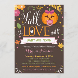 Pumpkin Baby Shower, Let's Fall In Love Invitation