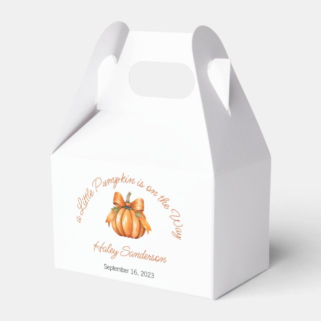 Pumpkin Baby Shower, Little Pumpkin is on the Way Favor Box (Front Side)