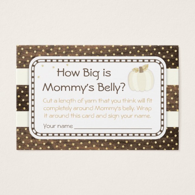 Pumpkin Baby Shower Mommy's Belly Game, Wood Ivory (Front)