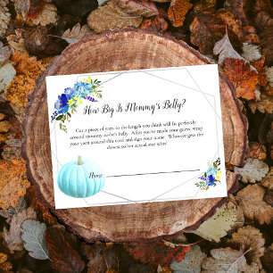 Pumpkin Baby Shower Mommy's Belly Size Game   Blue Invitation