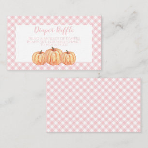 Pumpkin Baby Shower Pink Plaid Diaper Raffle Enclosure Card
