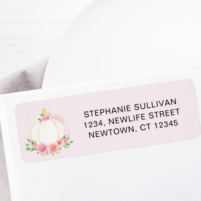 Pumpkin Baby Shower Pink Return Address  (Creator Uploaded)