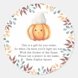Pumpkin baby shower - Prayer candle label