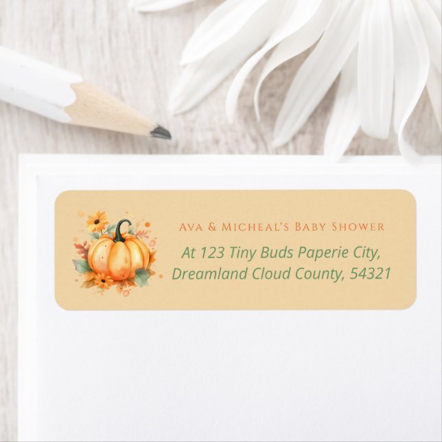 Pumpkin Baby Shower Return Address (Insitu)