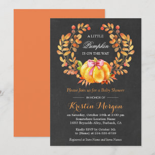 Pumpkin Baby Shower   Rustic Autumn Chalkboard Invitation