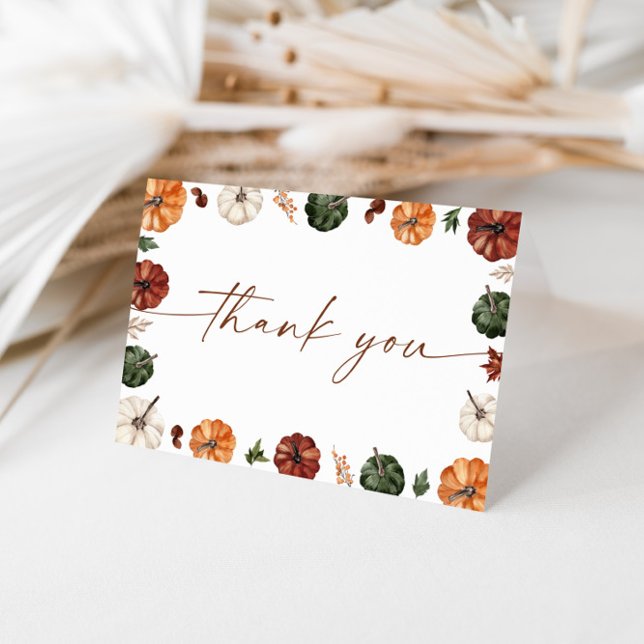 Pumpkin Baby Shower Thank You Card, Boho Fall Baby (Creator Uploaded)