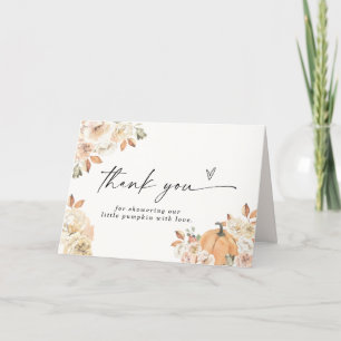 Pumpkin Baby Shower Thank You Card, Boho Fall Baby