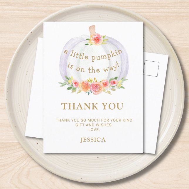Pumpkin Baby Shower Thank You Postcard (Creator Uploaded)