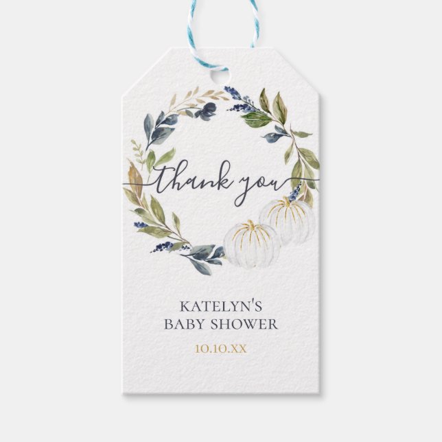 Pumpkin Baby Shower Thank You Tag (Front)