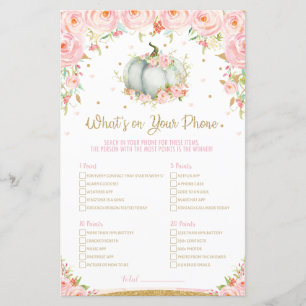 Pumpkin Baby Shower What's On your Phone Game