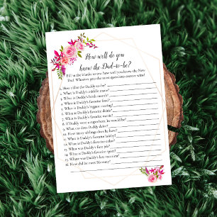 Pumpkin Baby Shower Who Knows Dad Best Game Floral Invitation