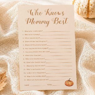 Pumpkin Baby Shower Who Knows Mommy Best Game