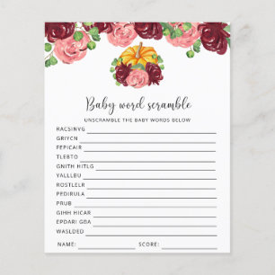 Pumpkin - Baby Word Scramble   Baby Shower Game