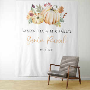 Pumpkin Backdrop, Fall Gender Reveal Backdrop Tapestry
