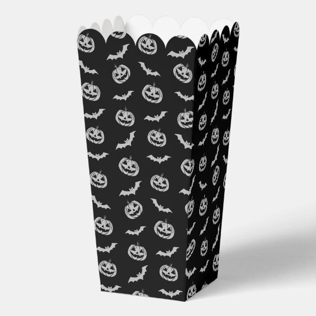 Pumpkin Bat Trick or Treat Black Pattern Favor Box (Front)
