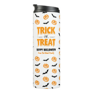 Pumpkin Bat Trick or Treat Customizable Thermal Tumbler