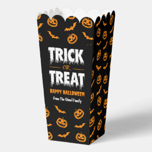 Pumpkin Bat Trick or Treat Dark Popcorn Favor Box