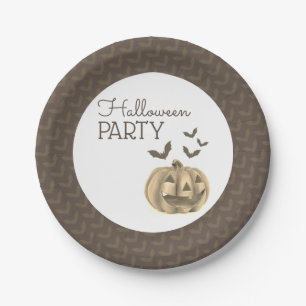 Pumpkin & Bats, Halloween Party Paper Plate
