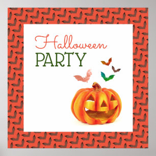 Pumpkin & Bats, Halloween Welcome Poster