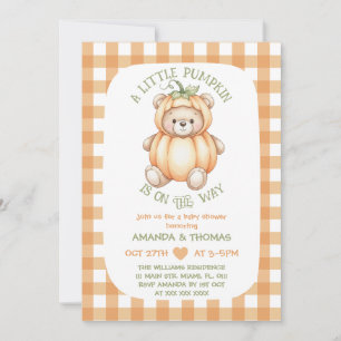Pumpkin Bear Baby Shower Invitation