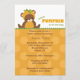 Pumpkin Bear Baby Shower Invitation