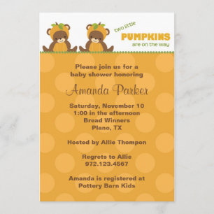 Pumpkin Bear Baby Shower Invitation