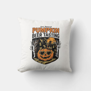 Pumpkin Beer Tasting Vintage Halloween Event Shirt Throw Pillow