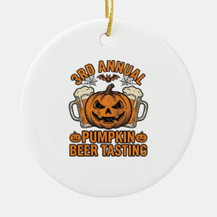 Pumpkin Beer Tasting Vintage Halloween Shirt Desig Ceramic Ornament