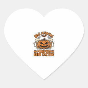 Pumpkin Beer Tasting Vintage Halloween Shirt Desig Heart Sticker