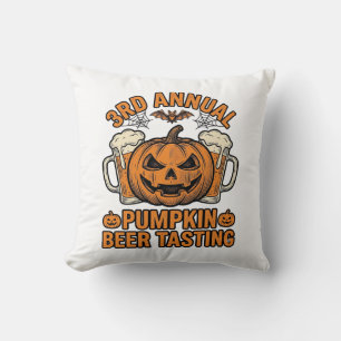 Pumpkin Beer Tasting Vintage Halloween Shirt Desig Throw Pillow
