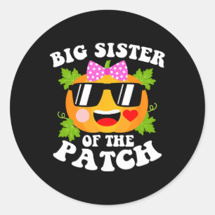 Pumpkin Big Sister Of The Patch  Fun Halloween Fam Classic Round Sticker