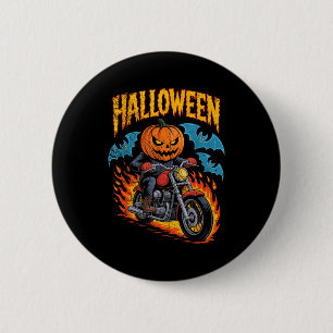 Pumpkin Biker Riding A Motorcycle Halloween Costum 2 Inch Round Button