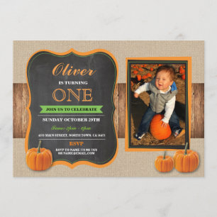 Pumpkin Birthday ANY AGE Invite Party Photo