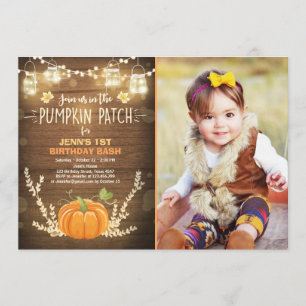Pumpkin Birthday invitation patch Autumn fall