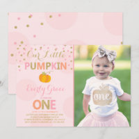 Pumpkin Birthday Invitation Pink Gold Pumpkin