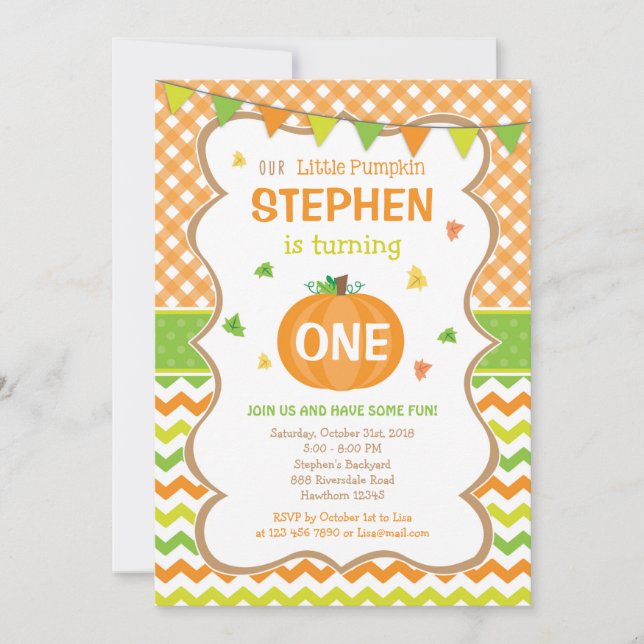 Pumpkin Birthday Invitation / Pumpkin Invite (Front)