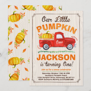 Pumpkin Birthday Invitation Pumpkin Truck Party
