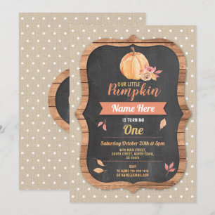 Pumpkin Birthday Party Fall Autumn Leaf Invite