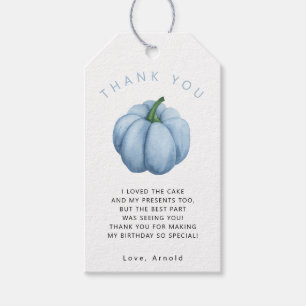 Pumpkin birthday party thank you gift tags