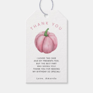 Pumpkin birthday party thank you gift tags